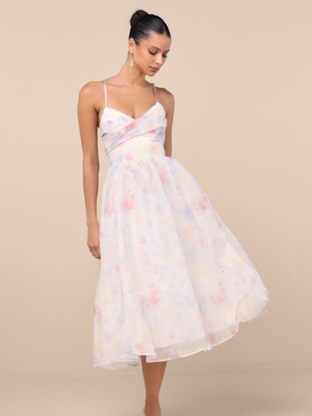 Lulus Claudina White Multi Pleated Lace-up Midi Dress - Size M